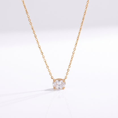 Sunoire high end gold pvd dainty waterdrop oval zirconia stainless steel pendant hypoallergenic waterproof necklace fashion jewe 03 flatlay oval