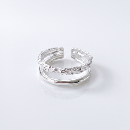 Sunoire silver open finger ring heart elegant beaded irregular stackable simple for women girl jewelry gift dropship wholesale 03 flatlay silver 2 157