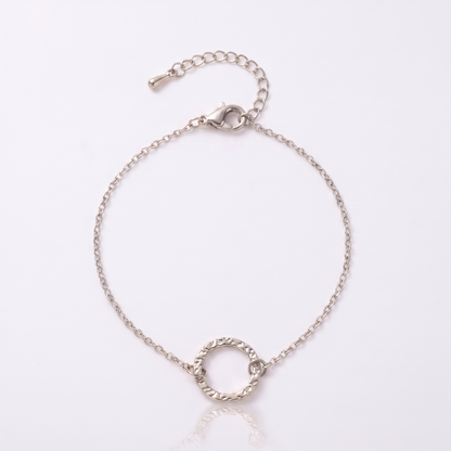 Sunoire emanco women trendy thin stainless steel bracelet minimalist chain women adjustable length bracelet dropshipping 03 flatlay silver circle