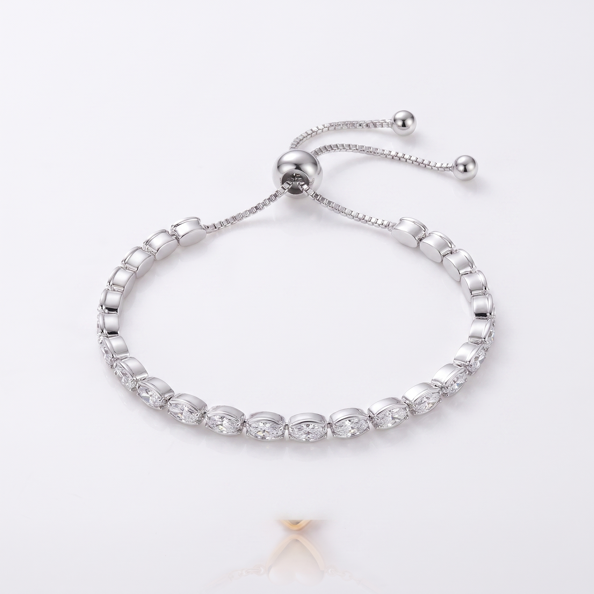 Sunoire women s tennis bracelet 4 mm 5 mm crystal cz iced cubic zirconia square tennis chain fashionable gold plated featuring pearls 03 flatlay silver oval