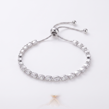 Sunoire women s tennis bracelet 4 mm 5 mm crystal cz iced cubic zirconia square tennis chain fashionable gold plated featuring pearls 03 flatlay silver oval
