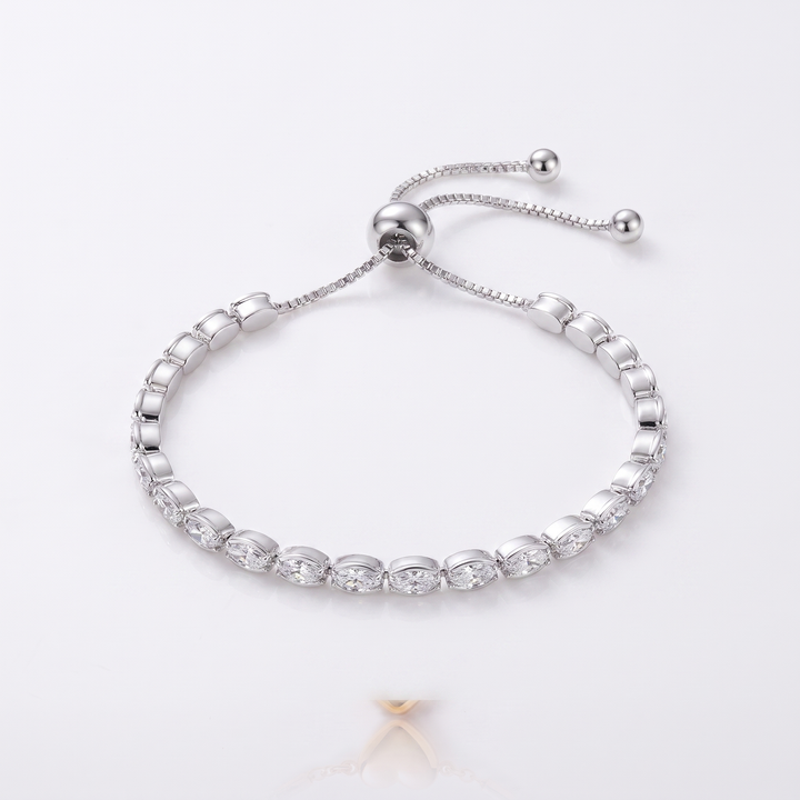 Sunoire women s tennis bracelet 4 mm 5 mm crystal cz iced cubic zirconia square tennis chain fashionable gold plated featuring pearls 03 flatlay silver oval
