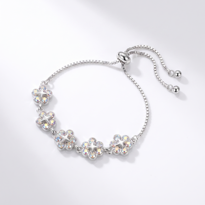 Sunoire flower bracelet jewelry adjustable string new fashion alloy zircon electroplate charm bracelet for women 03 flatlay silver