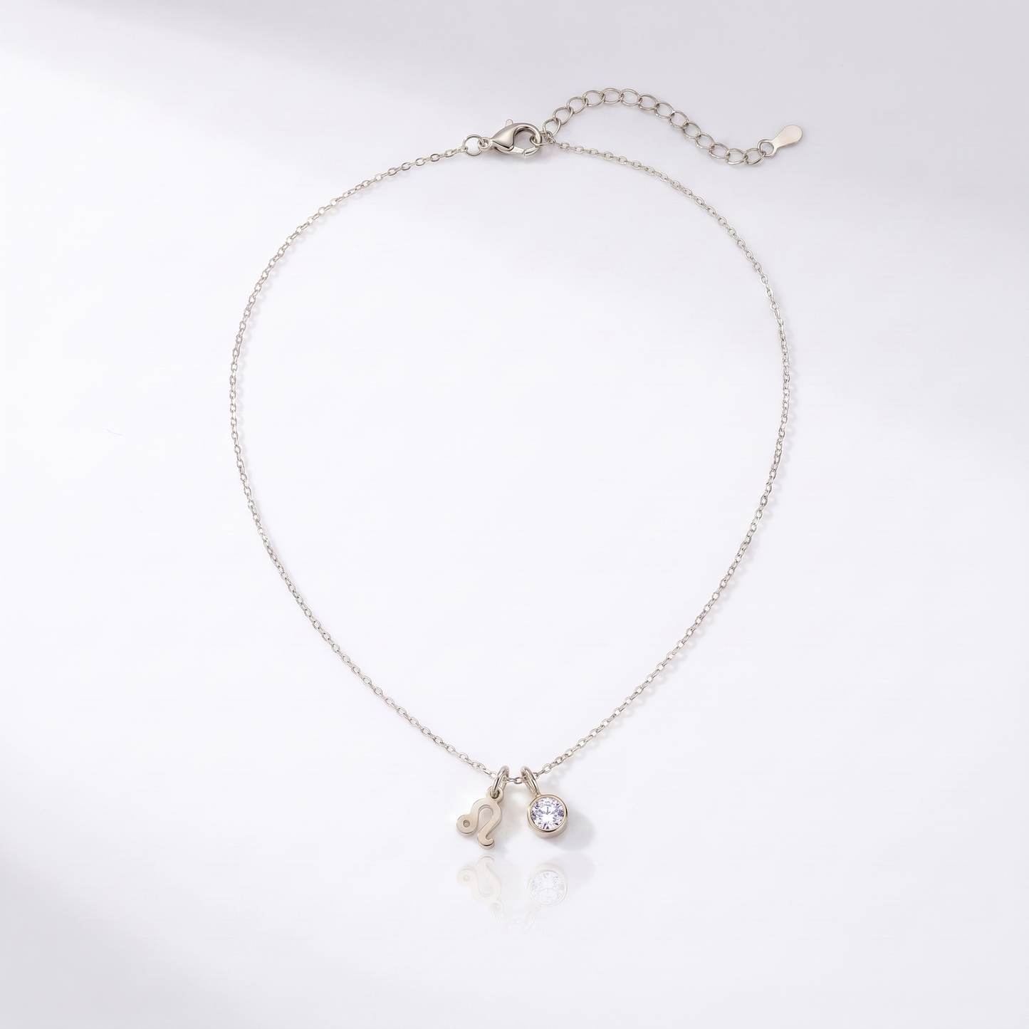 Sunoire emanco birthstone constellation double pendant diy necklace 12 zircon stainless steel birthday gift dropshipping wholesale 03 flatlay silver