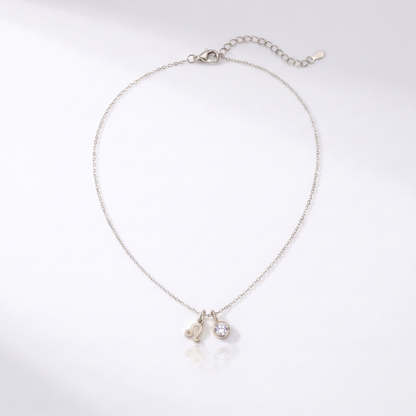 Sunoire emanco birthstone constellation double pendant diy necklace 12 zircon stainless steel birthday gift dropshipping wholesale 03 flatlay silver
