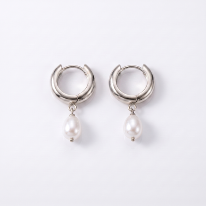 Sunoire emanco earring wholesale vintage glamorous irregular pendant earrings natural freshwater pearls casual luxury gift earrings 03 flatlay silver