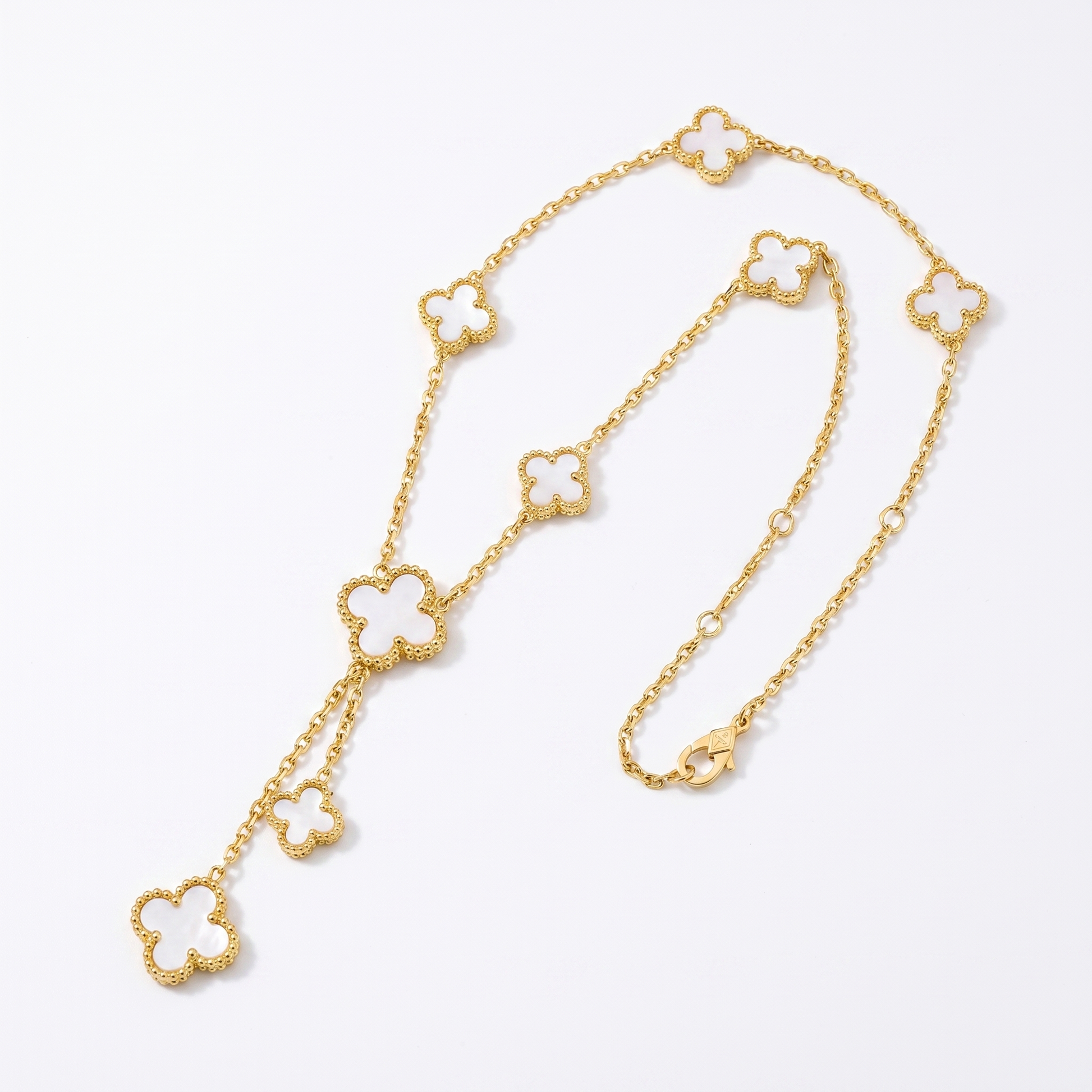 Sunoire premium 316l stainless steel four leaf clover jewelry set trendy women s gift 03 flatlay white clover