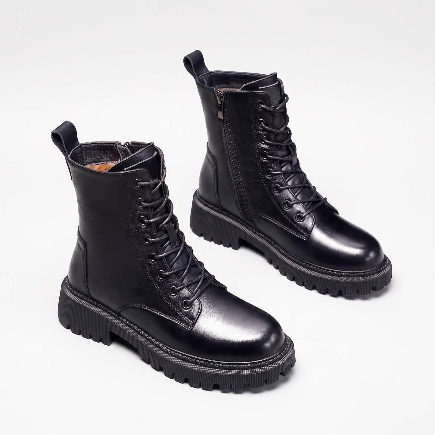 Sunoire delphine winterstiefel aus schwarzem leder 03 pair flatlay black