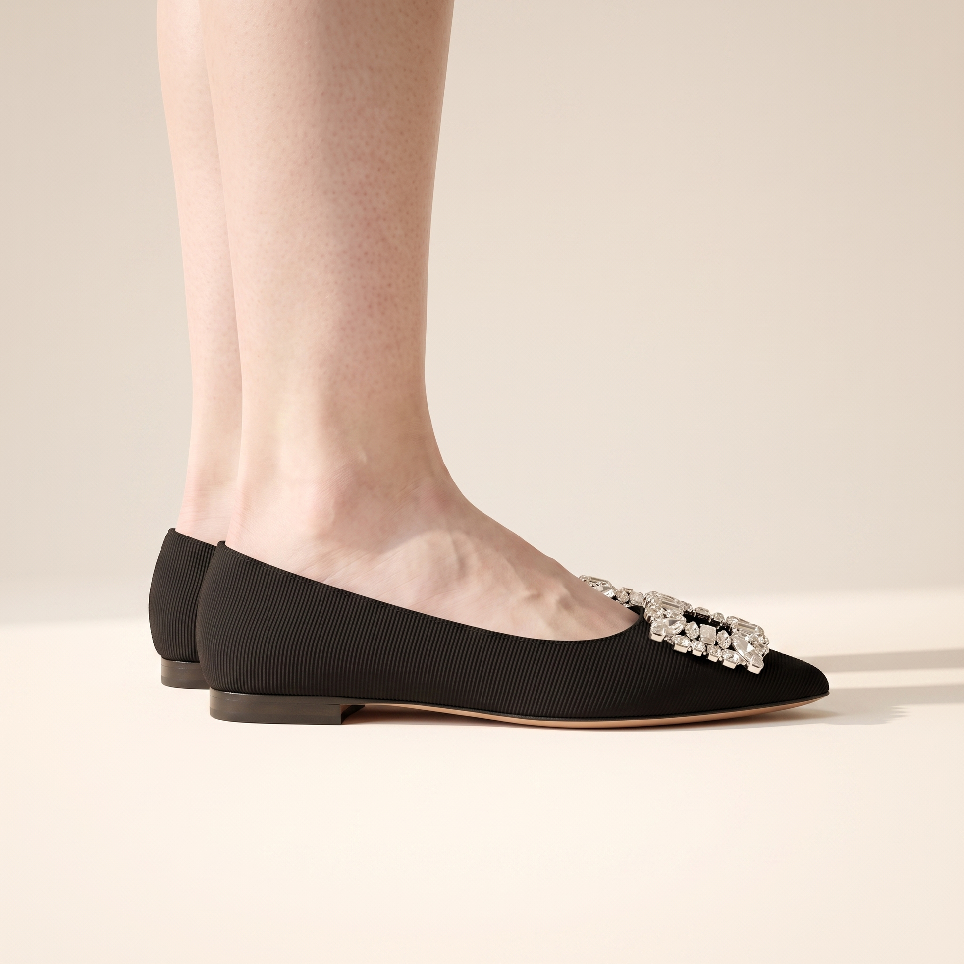 Sunoire iris black rhinestone flats 03 side profile black