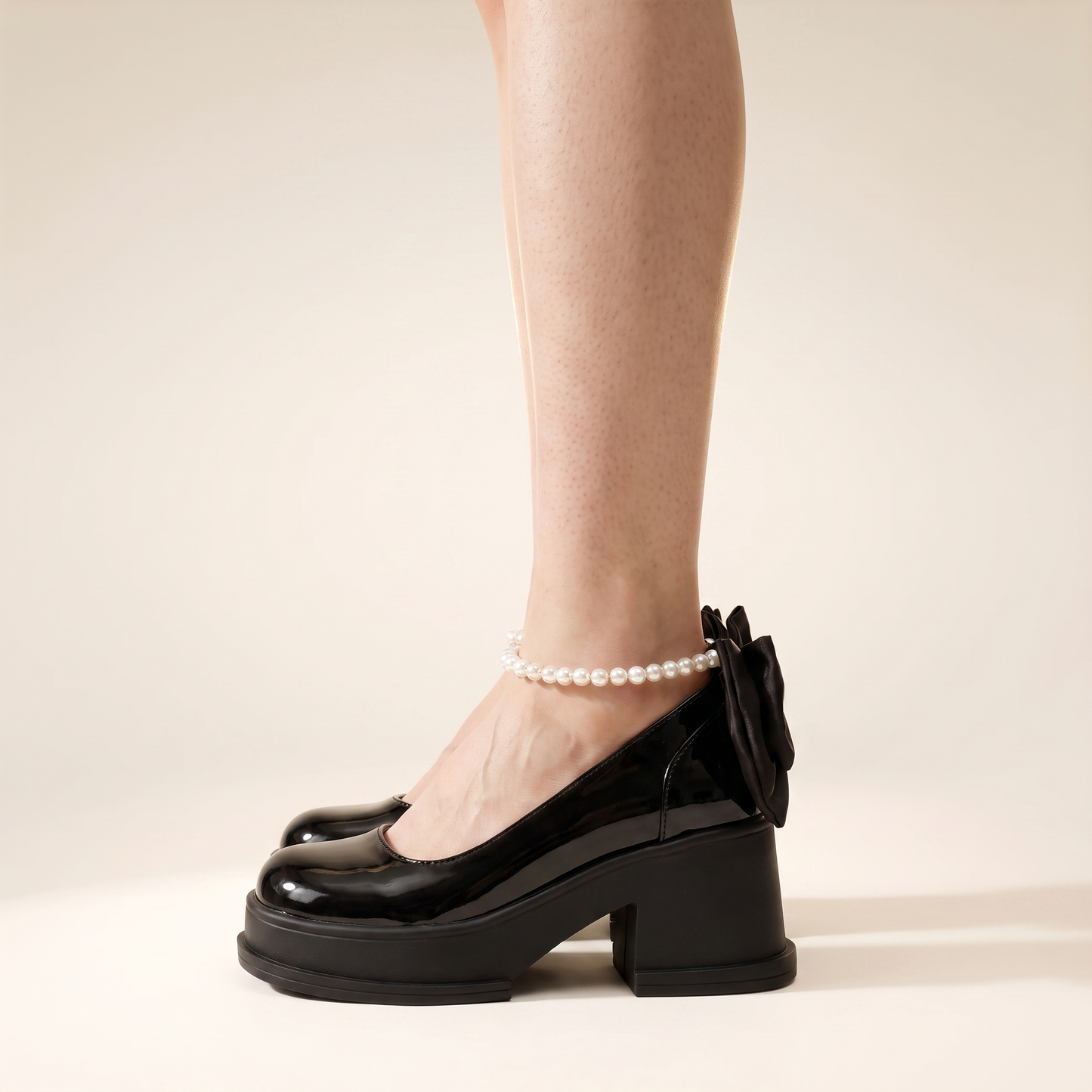 Sunoire bernice black pearl heels 03 side profile black