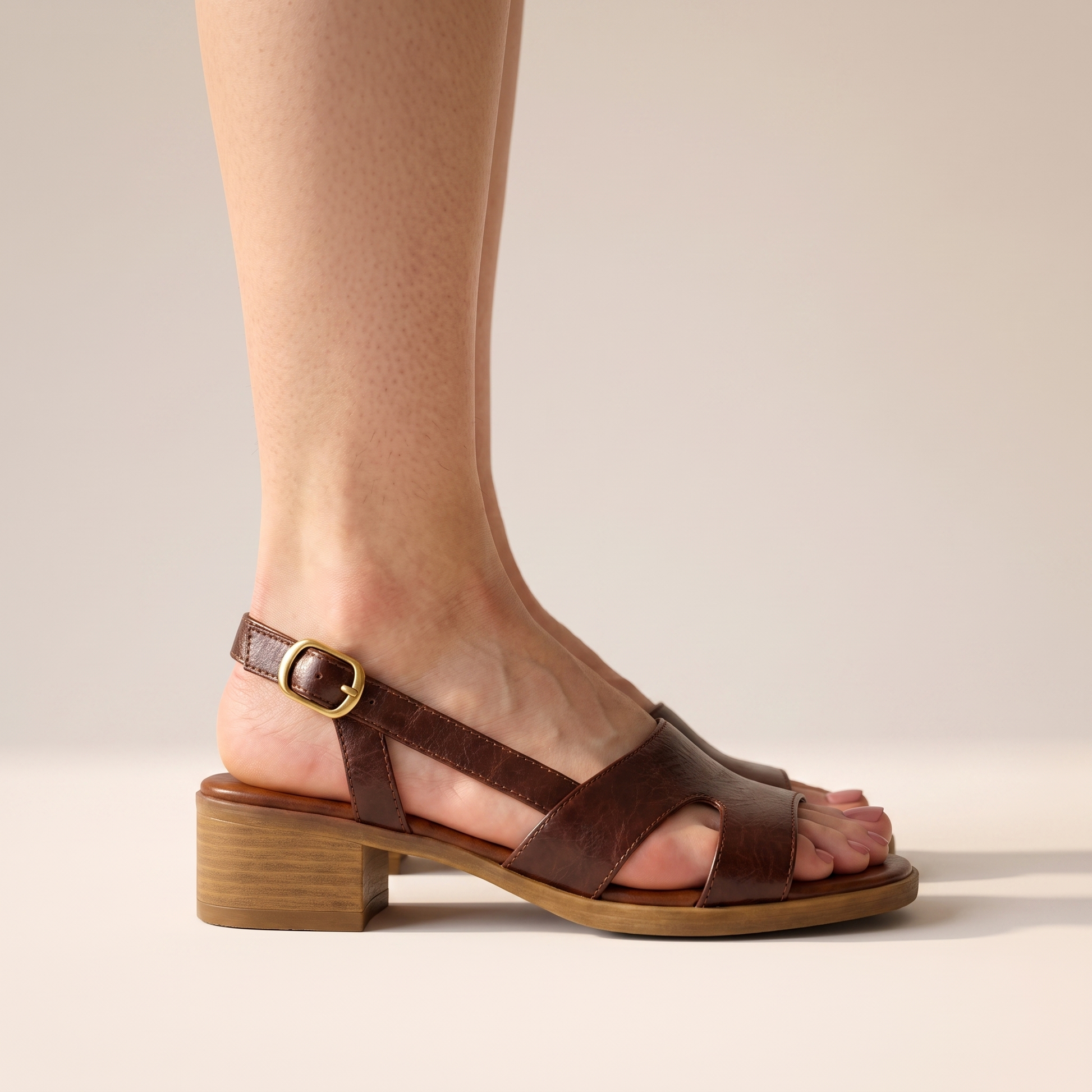 Sunoire women s comfortable sandals elegant summer slip on 03 side profile brown