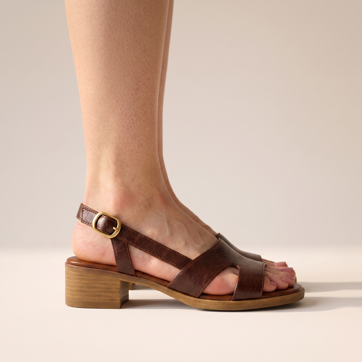 Sunoire women s comfortable sandals elegant summer slip on 03 side profile brown