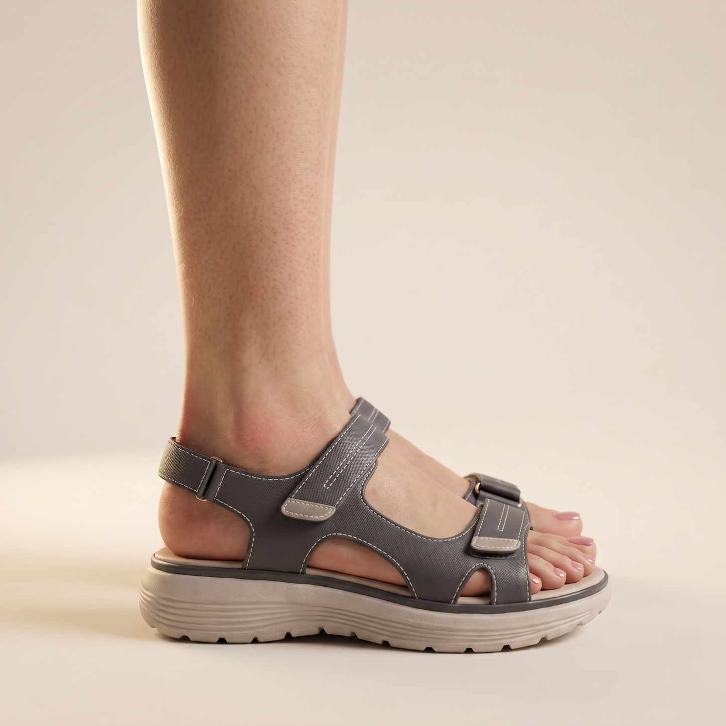 Sunoire dual strap walking sandals 03 side profile dark gray