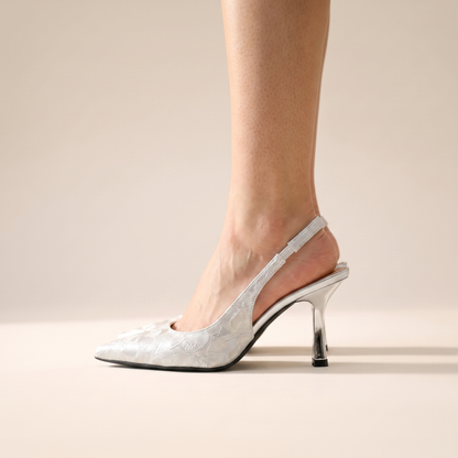 Sunoire rachel pumps mit spitze zehenpartie 03 side profile silver