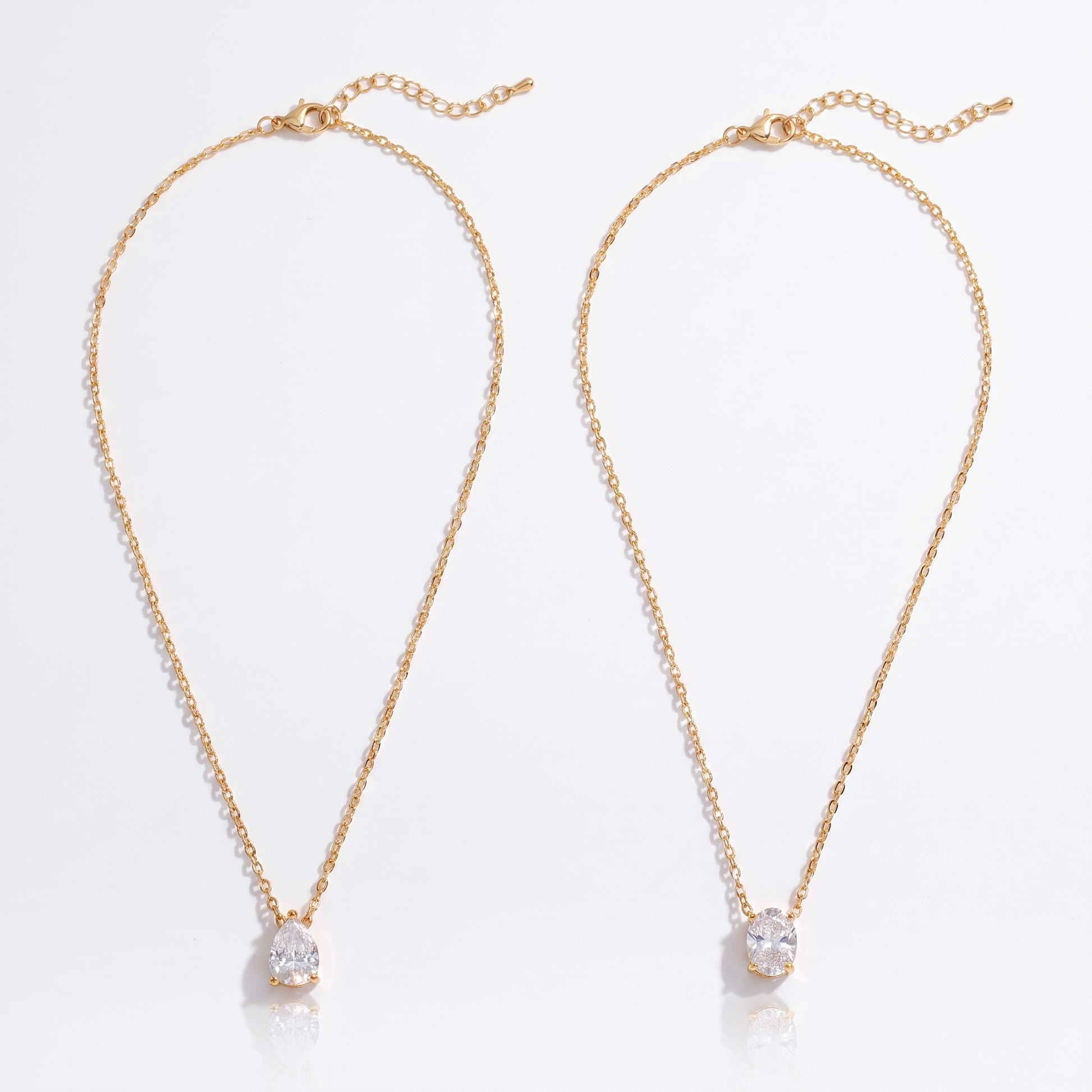Sunoire high end gold pvd dainty waterdrop oval zirconia stainless steel pendant hypoallergenic waterproof necklace fashion jewe 04 collection all styles