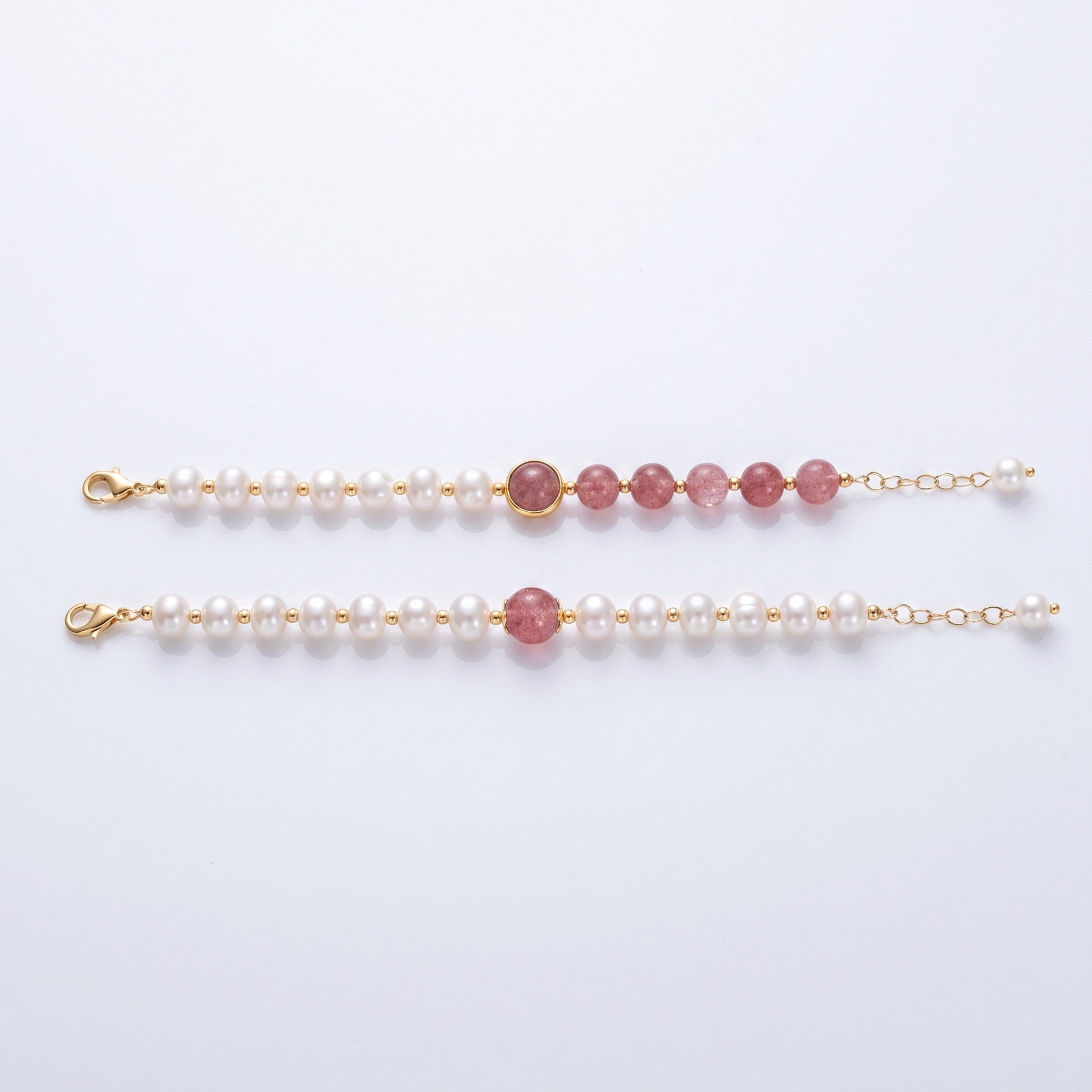 Sunoire girl friend gift good luck charm baroque pearl bracelets strawberry quartz crystal bracelet women 04 collection all styles