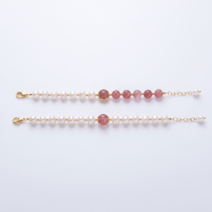 Sunoire girl friend gift good luck charm baroque pearl bracelets strawberry quartz crystal bracelet women 04 collection all styles