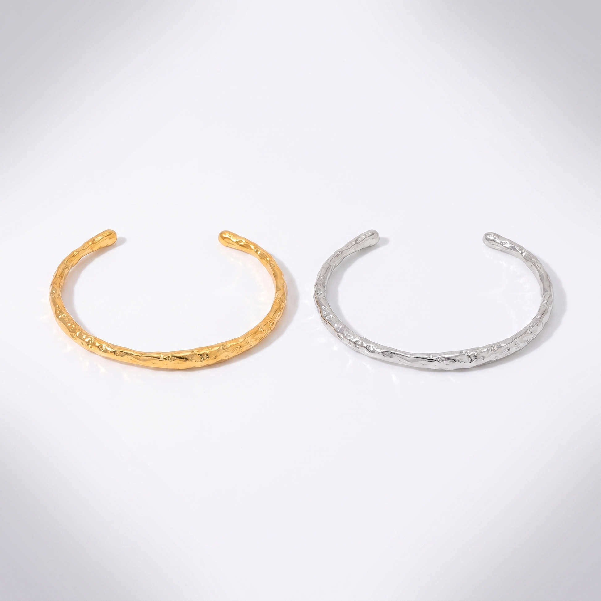 Sunoire j d alluring stainless steel women jewelry bangle 18k gold irregular textured open bangle bracelet 04 collection all styles
