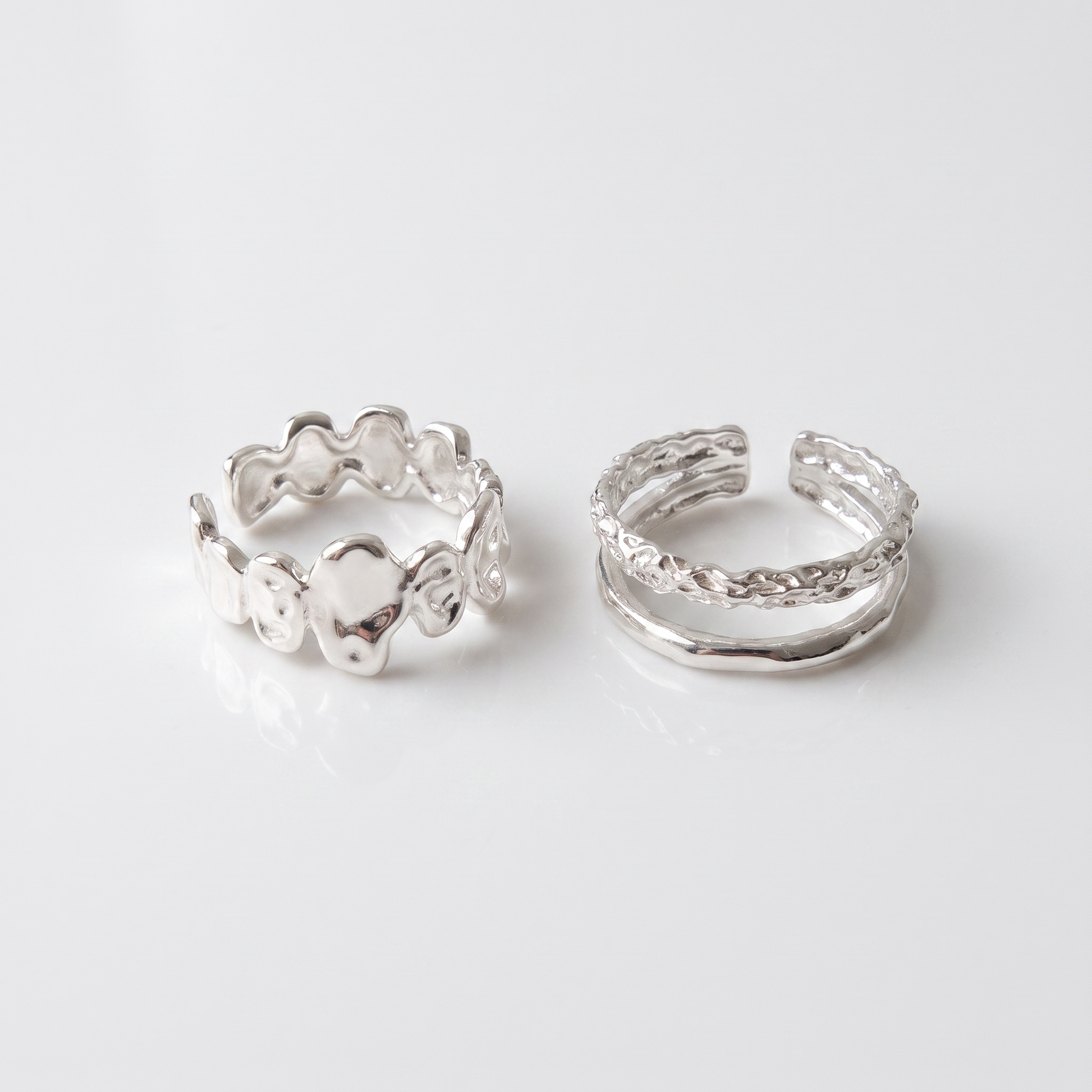 Sunoire silver open finger ring heart elegant beaded irregular stackable simple for women girl jewelry gift dropship wholesale 04 collection all styles