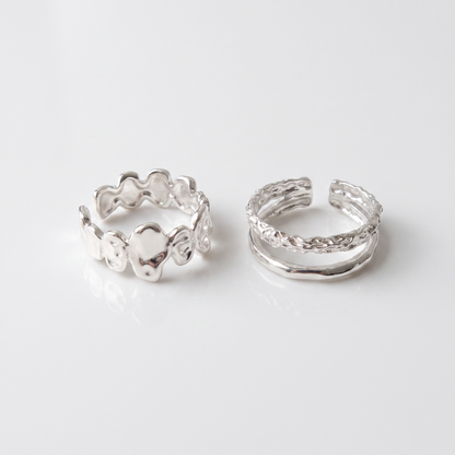 Sunoire silver open finger ring heart elegant beaded irregular stackable simple for women girl jewelry gift dropship wholesale 04 collection all styles