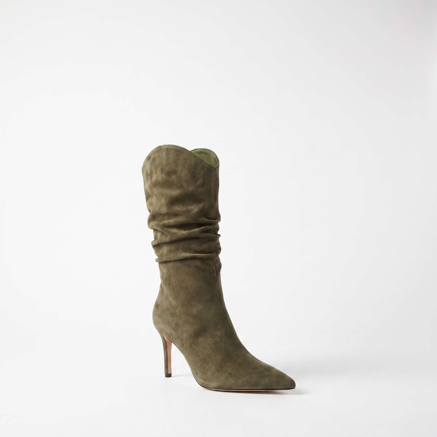 Sunoire stiletto knee high tassel boot women elegant pointed toe slip on closure 9cm heel spring autumn winter fashion denim loose light 04 colorway green