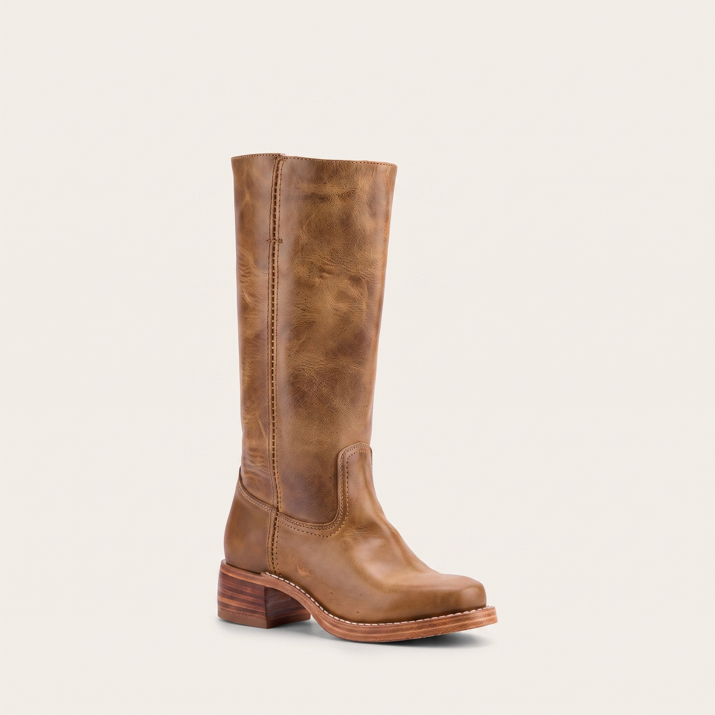 Sunoire mid calf block heel closed toe boots 04 colorway khaki