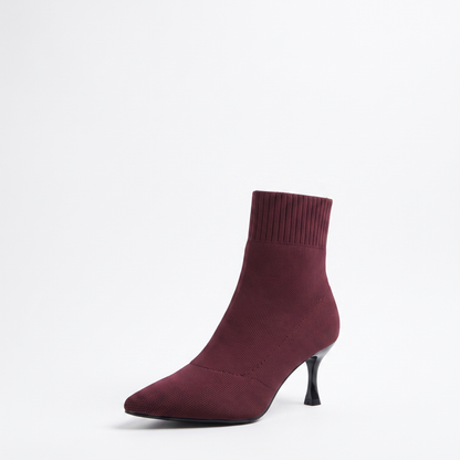 Sunoire knit stiletto ankle boots 04 colorway red wine