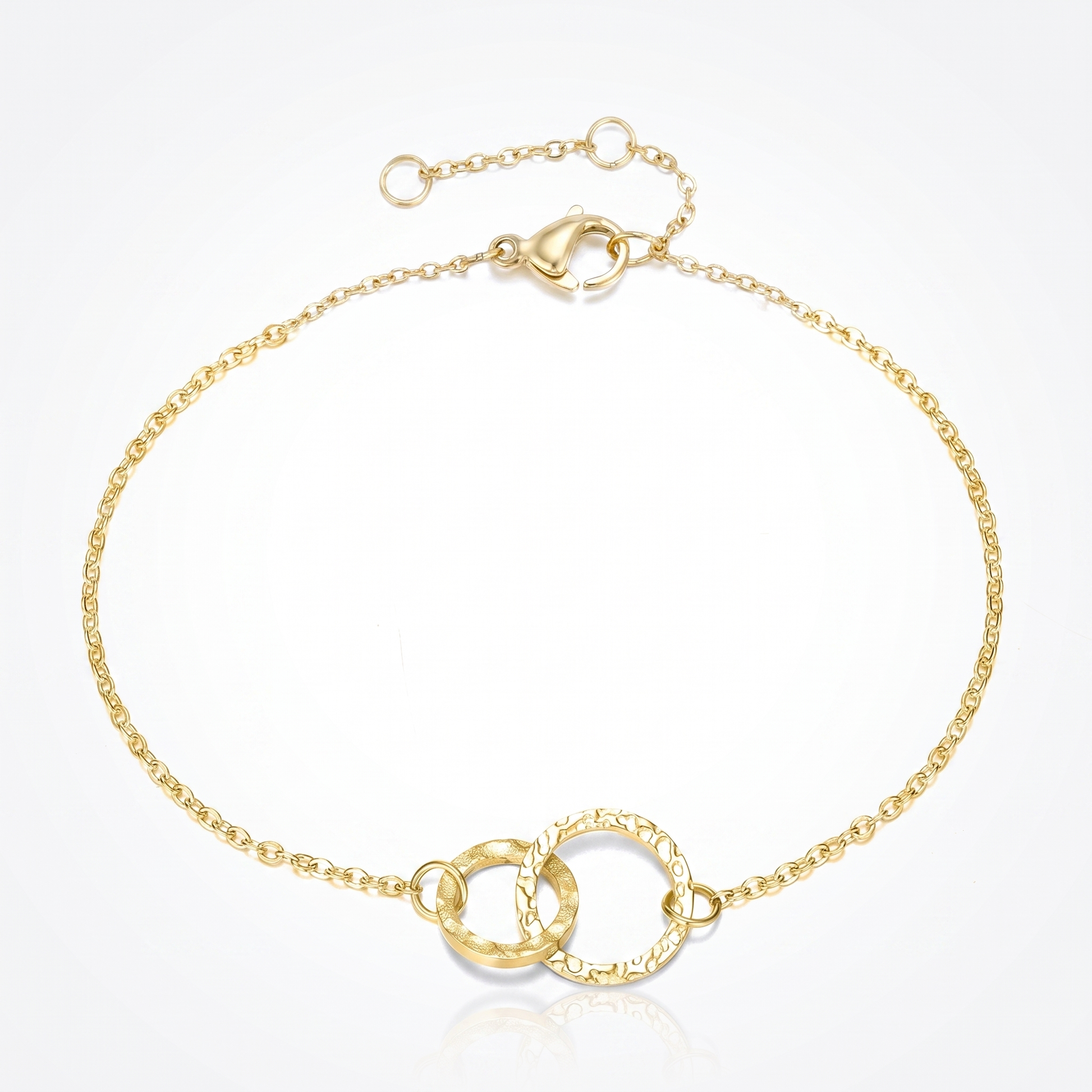 Sunoire emanco women trendy thin stainless steel bracelet minimalist chain women adjustable length bracelet dropshipping 04 flatlay gold double circle
