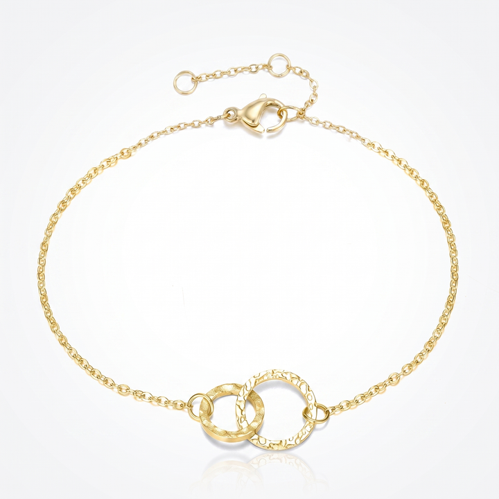 Sunoire emanco women trendy thin stainless steel bracelet minimalist chain women adjustable length bracelet dropshipping 04 flatlay gold double circle