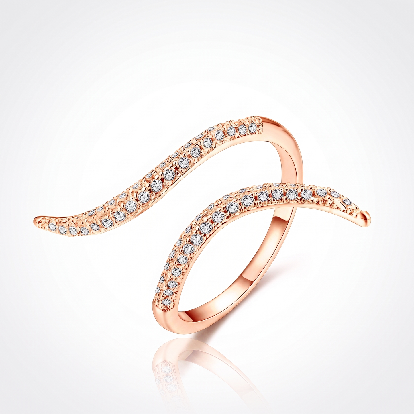 Sunoire wholesale jewelry 925 sterling silver simplicity diamond adjustable rings gold rose gose plated irregular open rings for women 04 flatlay kr0315 rose gold