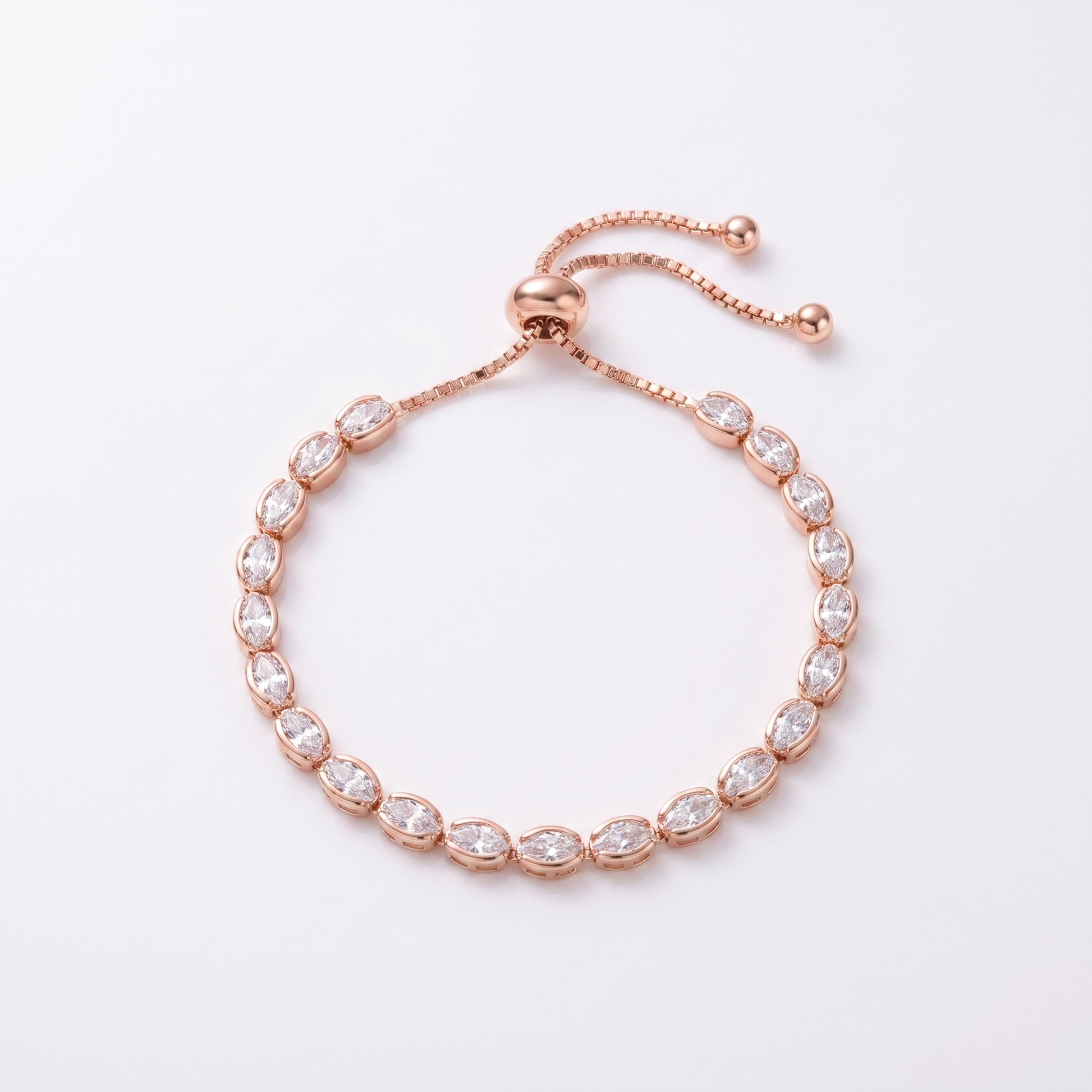 Sunoire women s tennis bracelet 4 mm 5 mm crystal cz iced cubic zirconia square tennis chain fashionable gold plated featuring pearls 04 flatlay rose gold oval