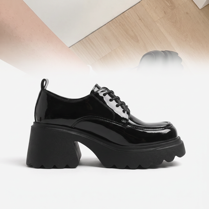 Sunoire s thick soled all match casual loafers waterproof platform black trendy small leather shoes 04 lateral profile black