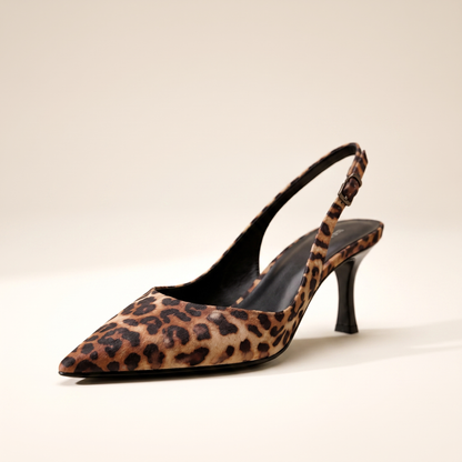 Sunoire women s elegant black slingback heels pointed toe 05 colorway animal