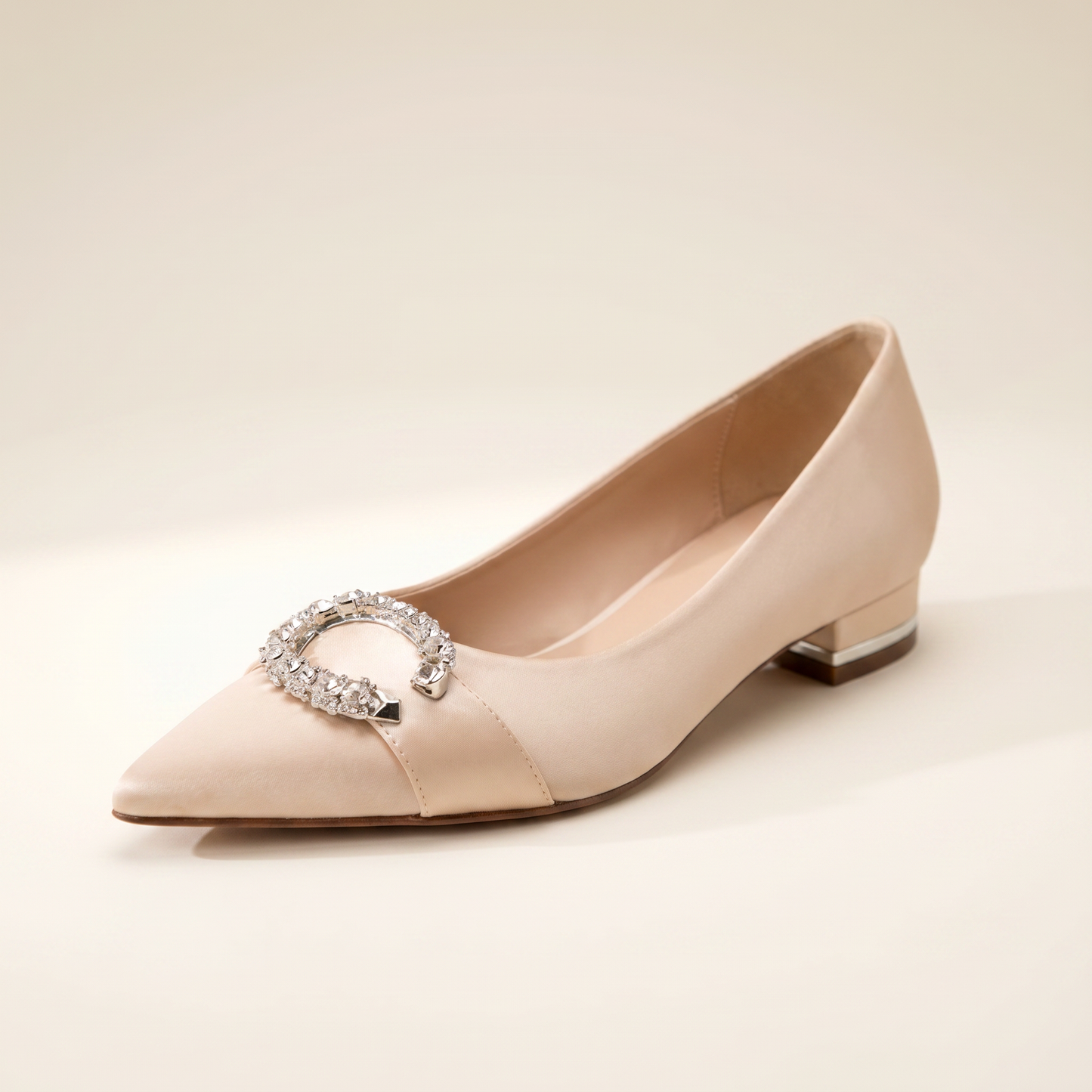 Sunoire womens satin bridal flats 05 colorway beige