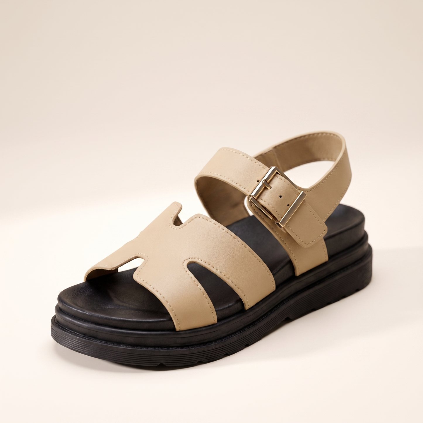 Sunoire ladies comfortable slip on sandals thick sole adjustable summer shoes 05 colorway beige