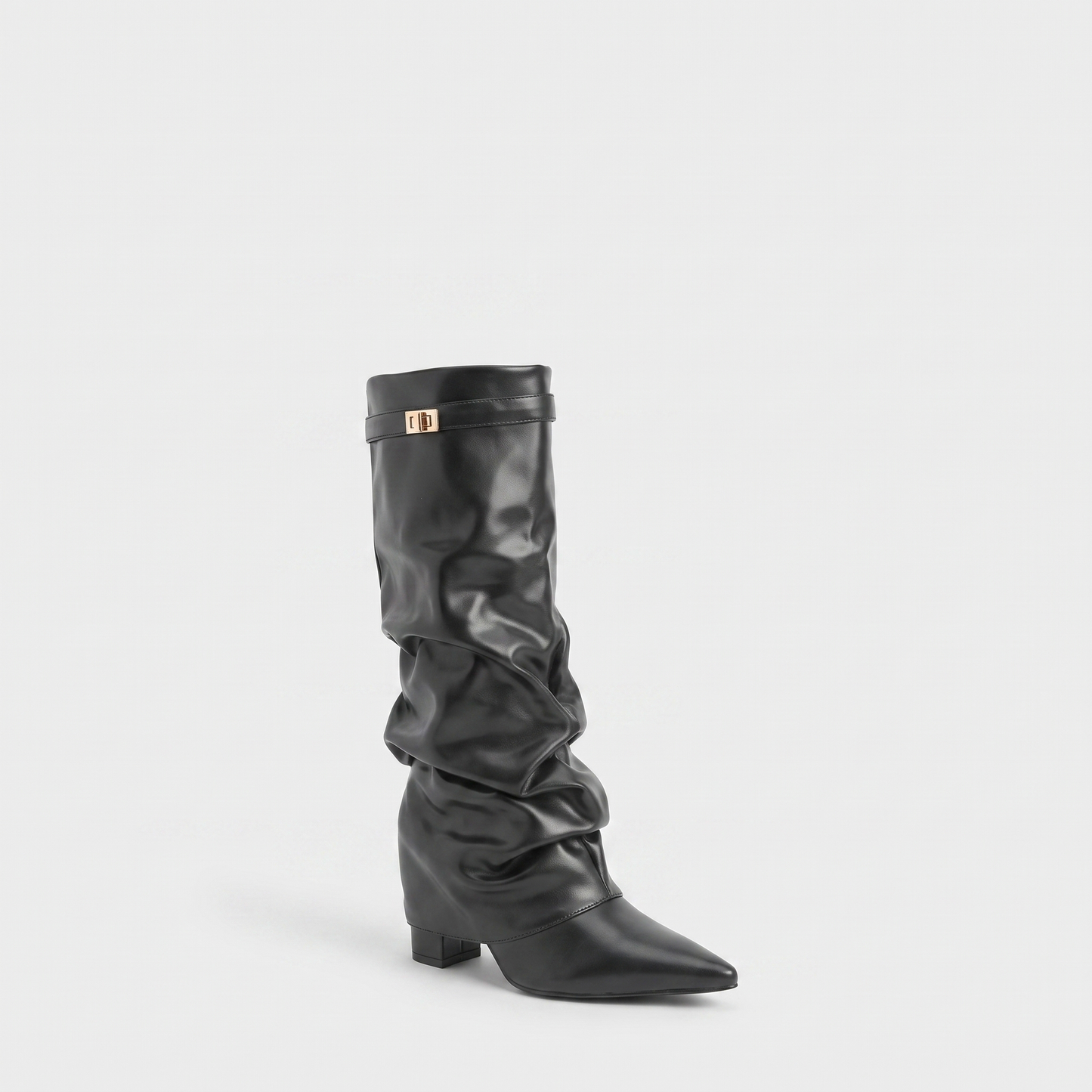Sunoire isla womens slouch knee high boots pointed toe 05 colorway black pu