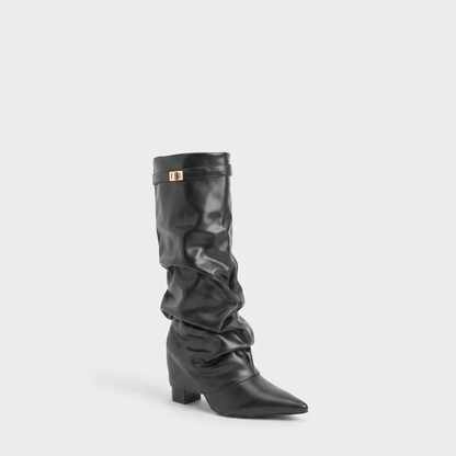 Sunoire isla womens slouch knee high boots pointed toe 05 colorway black pu