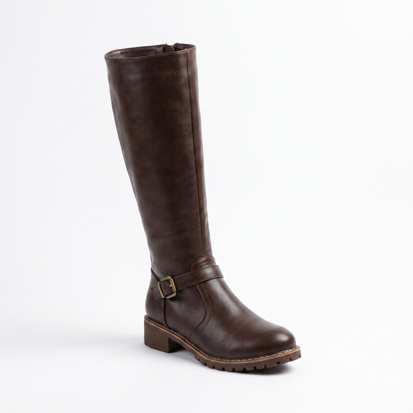 Sunoire olivia womens knee high buckle strap riding leather boots 05 colorway dark brown