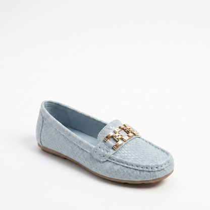 Sunoire womens loafers with textured upper for everyday wear 05 colorway light blue
