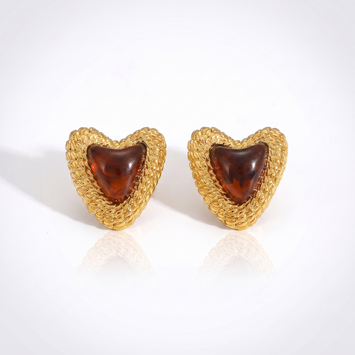 Sunoire european and american women 18k high quality gold earrings creative irregular pendant leaf earring fashion personalized jewelry 05 flatlay amber