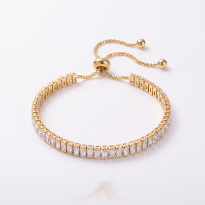 Sunoire women s tennis bracelet 4 mm 5 mm crystal cz iced cubic zirconia square tennis chain fashionable gold plated featuring pearls 05 flatlay gold baguette