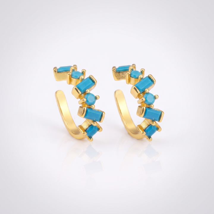 Sunoire qiku popular ear clip earrings no piercing cartilage 5 colors crystal women elegant aesthetic cubic zirconia copper jewelry gift 05 flatlay light blue
