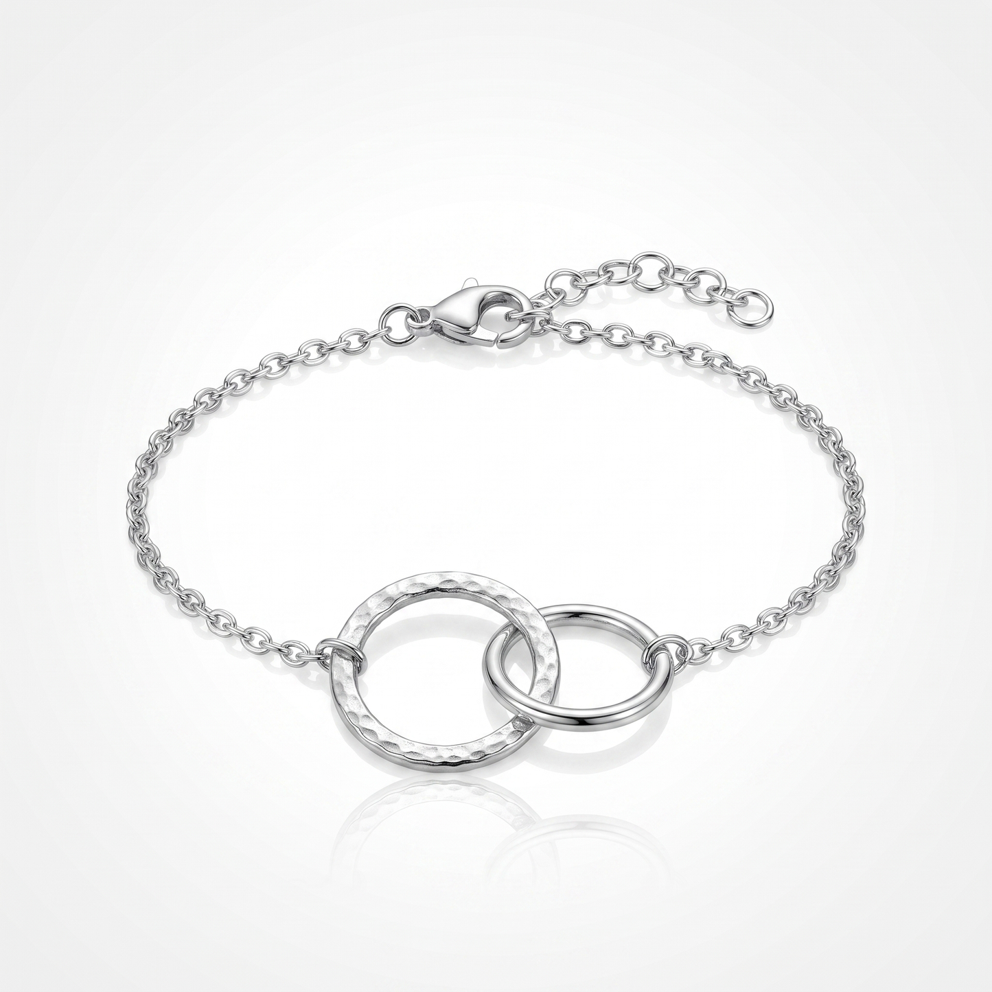 Sunoire emanco women trendy thin stainless steel bracelet minimalist chain women adjustable length bracelet dropshipping 05 flatlay silver double circle