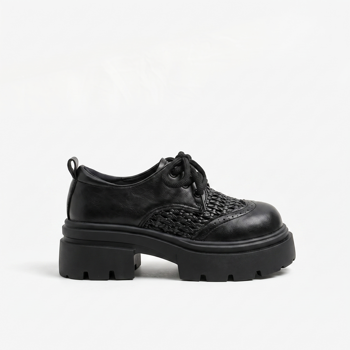 Sunoire caprice black lace up shoes 05 lateral profile black