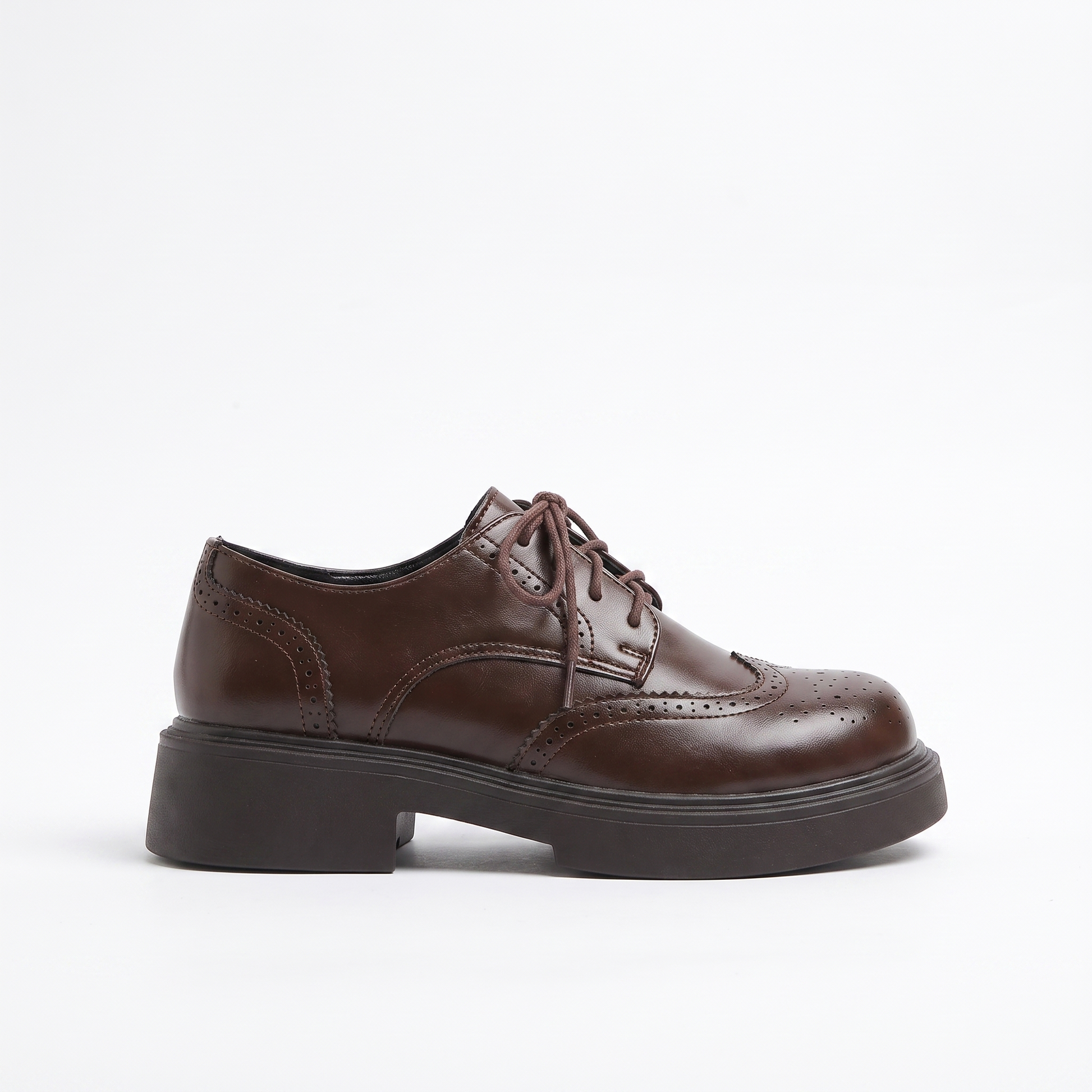 Sunoire vintage brogue platform oxford loafers 05 lateral profile brown