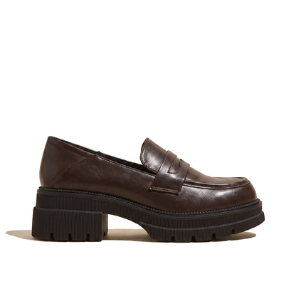 Sunoire penny loafer platform espadrille sole 05 lateral profile brown