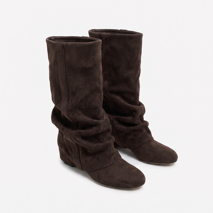 Sunoire hazel womens slouchy knee high boots rounded toe everyday fashion boots 05 pair flatlay dark brown
