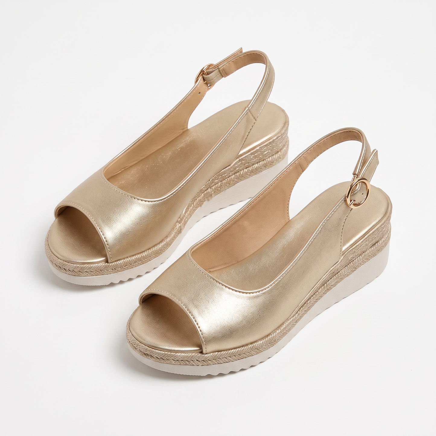 Sunoire women s softstride support sandals 05 pair flatlay gold
