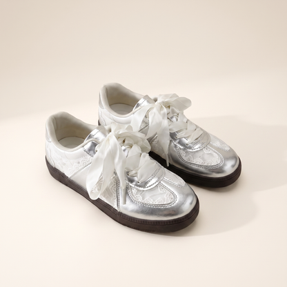 Sunoire gentry white lace flats 05 pair flatlay silver