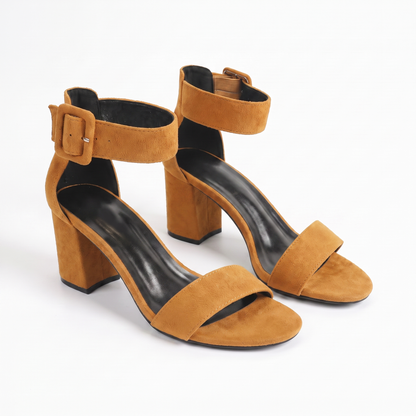Sunoire 2026 new elegant women s sandals chunky block heel ankle strap suede summer dress shoes custom oem odm manufacturer 06 colorway apricot